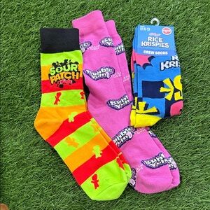 Miscellaneous “Fun” crew socks - Sour Patch Kids, Bubble Yum, Rice Krispies